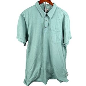 Toad&Co Mens XXL‎ Short Sleeve Slub Knit Polo Shirt Teal Green Chest Pocket